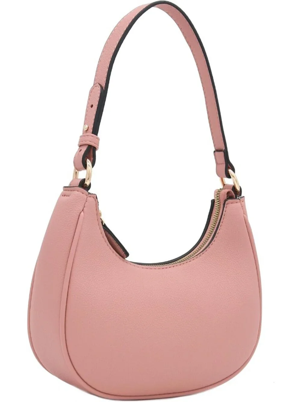 Women Dusty Pink Small Crescent For Trendy Underarm Purse Zipper Shoulder Bag